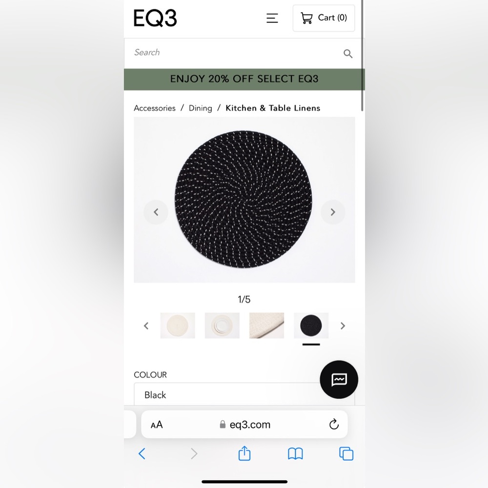 EQ3 4 black and white placemats